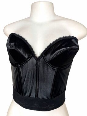 Vintage Victoria’s Secret Black Satin Bustier Corset Bra Top 36B